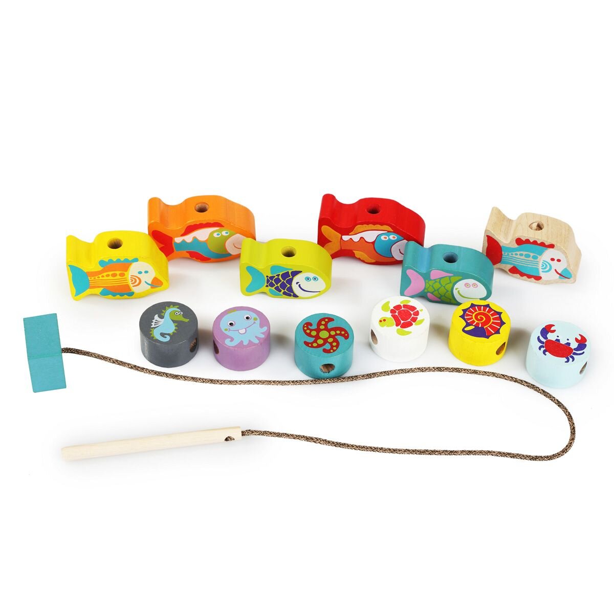 Cubika Schnürspielzeug Fädelspiel «Fische»