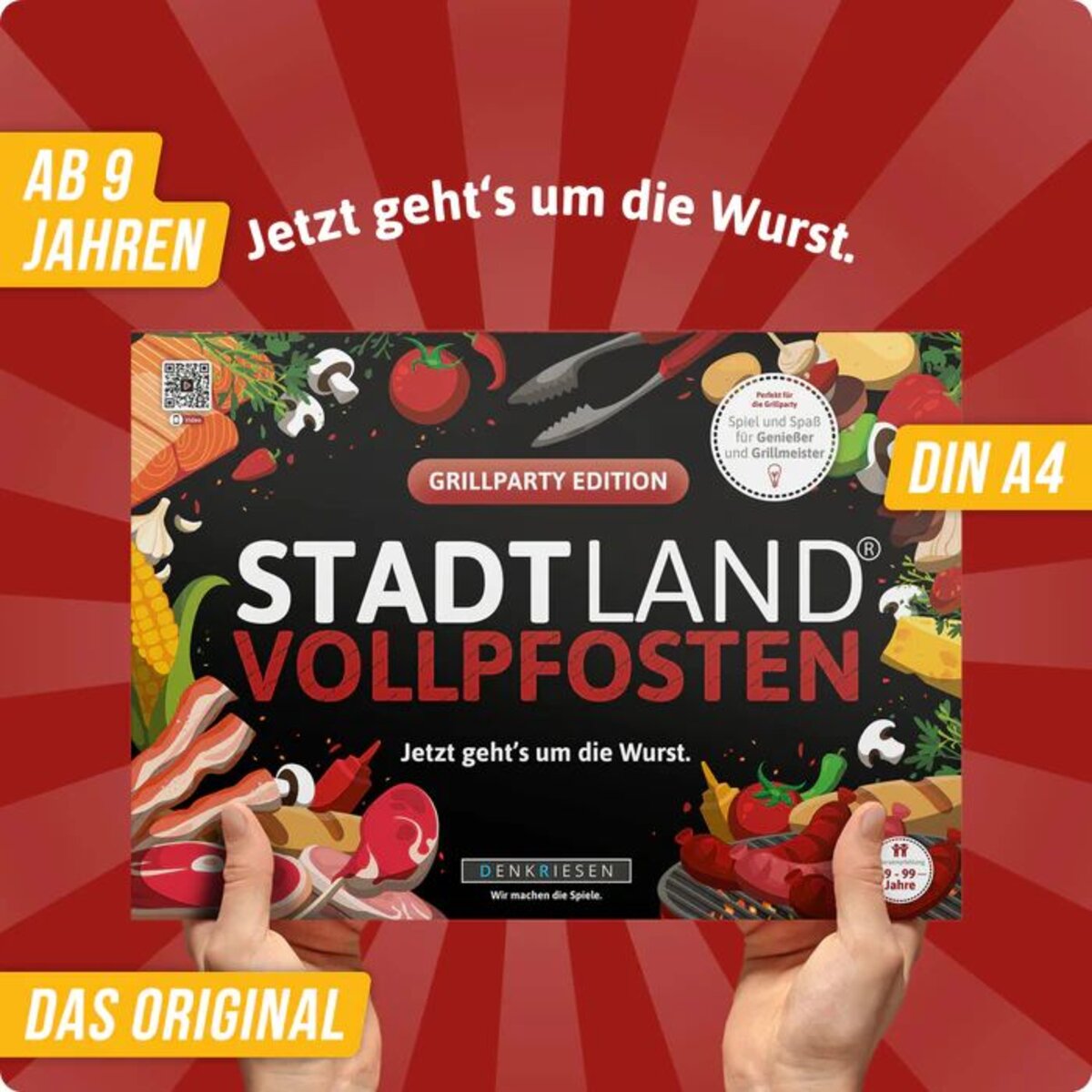 Denkriesen Stadt Land Vollpfosten - Grillparty Edition "Jetzt geht's um die Wurst"