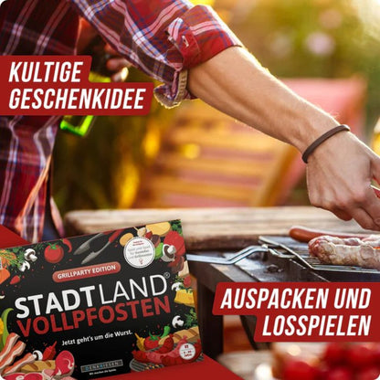 Denkriesen Stadt Land Vollpfosten - Grillparty Edition "Jetzt geht's um die Wurst"