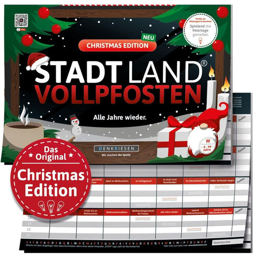 Denkriesen Stadt Land Vollpfosten Spielblock (Christmas Edition)