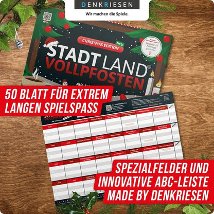 Denkriesen Stadt Land Vollpfosten Spielblock (Christmas Edition)