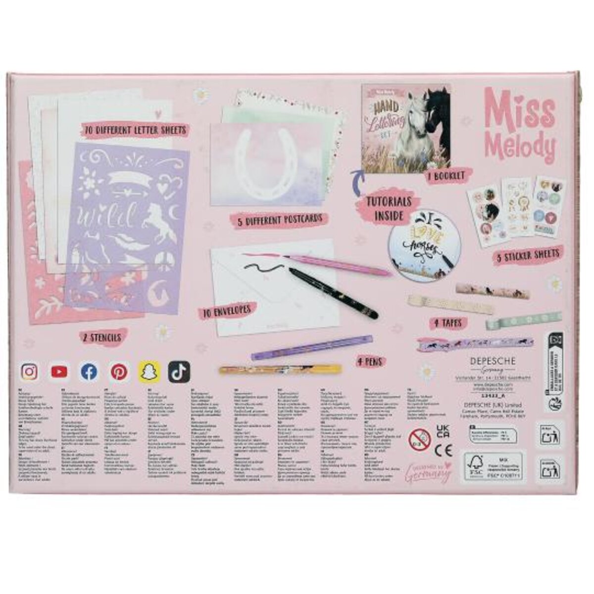Depesche Miss Melody Briefbox Handlettering Pferde Kreativset