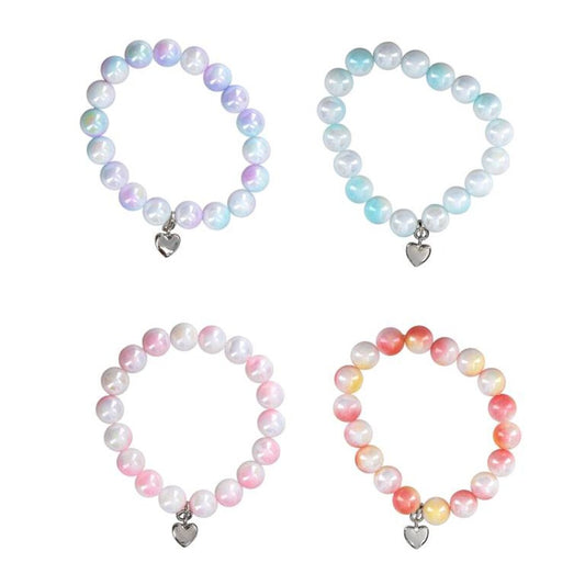 Depesche Ylvi 1 Perlenarmband mit silbernem Herz-Anhänger, 1 Stück, 4-fach sortiert