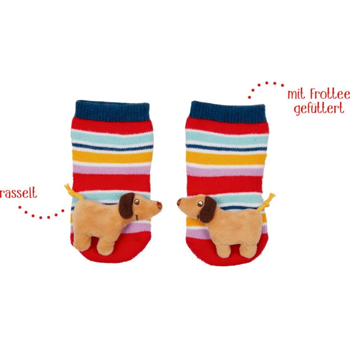 Die Spiegelburg Rasselsöckchen Dackel - BabyGlück, one size (2-12 Mon.)