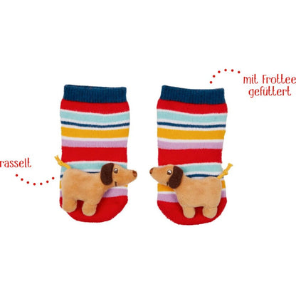 Die Spiegelburg Rasselsöckchen Dackel - BabyGlück, one size (2-12 Mon.)