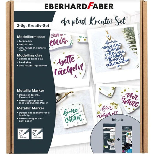 Eberhard Faber Kreativ Set EFA Plast, 2 teiliges Set bestehend aus Modelliermasse und 1 Pck.Metallic Marker