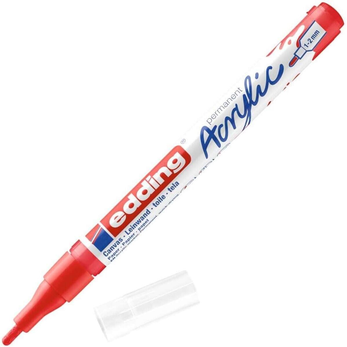 edding 5300 Acrylmarker fein - rot - 1 Acrylstift wasserfest - feine Rundspitze 1-2 mm