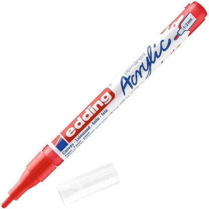 edding 5300 Acrylmarker fein - rot - 1 Acrylstift wasserfest - feine Rundspitze 1-2 mm