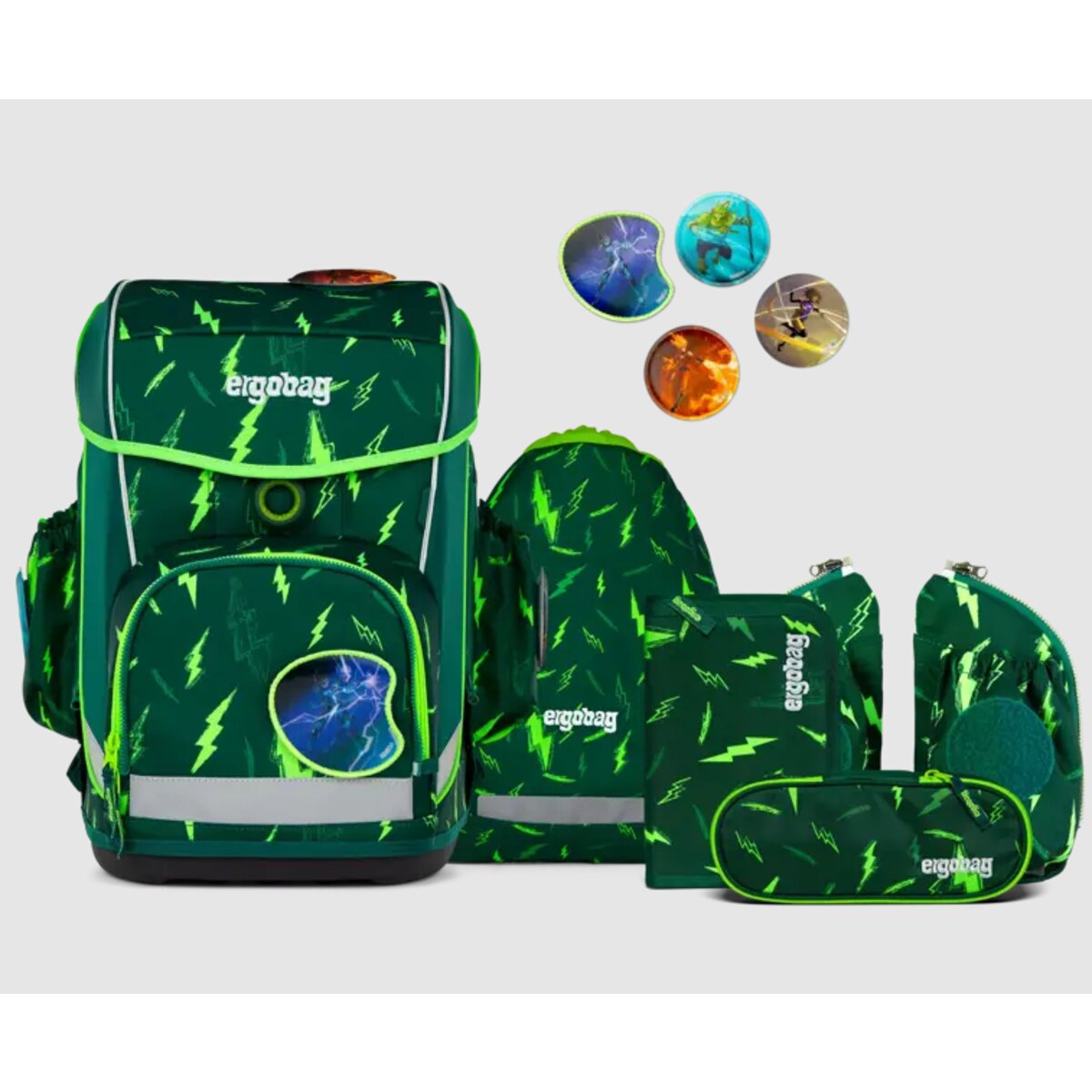 ergobag CUBO Light Schulrucksack-Set Bärtastisch, 6-teilig