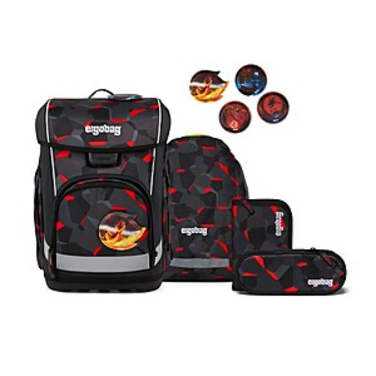 ergobag Cubo Light Schulranzen-Set TaekBärdo, 5 teilig grau rot 19 Liter 2025