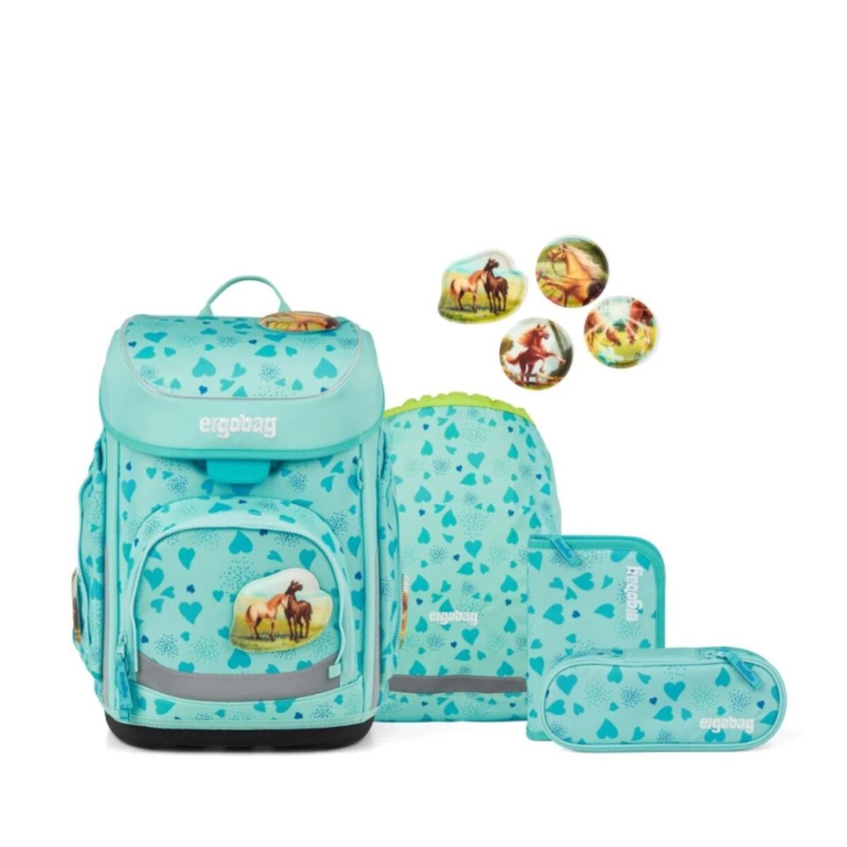 ergobag Cubo Set Schulranzen-Set ReitBärtraum, 5-teilig Blau Türkis 19 Liter 2025