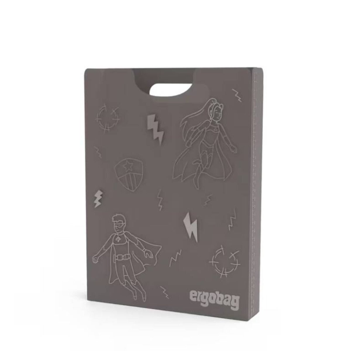 ergobag Heftebox mit Griff Superheld DIN A4 grau 24 x 31 x 5 cm