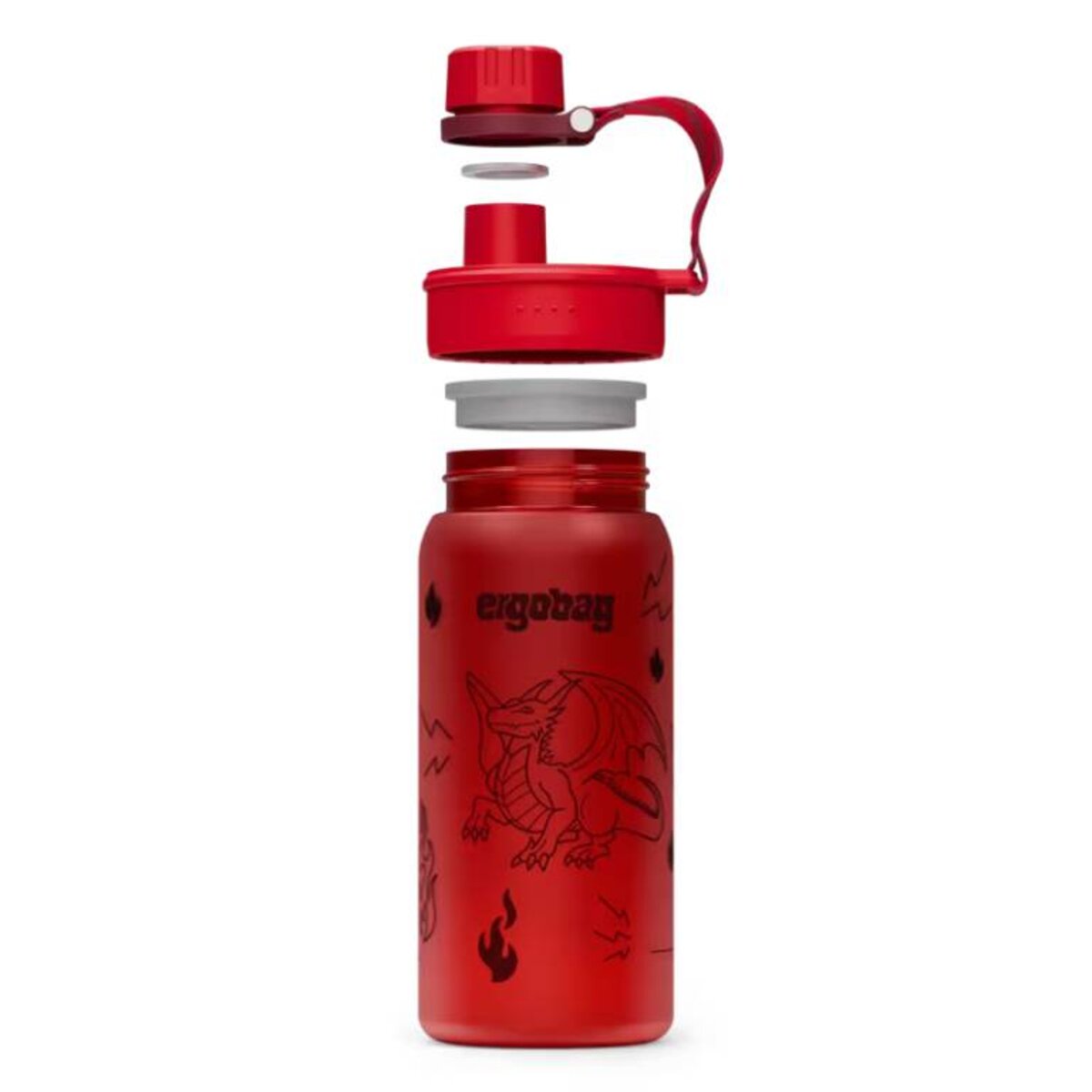 ergobag Trinkflasche Drache rot 0,55 Liter Kunststoff 7.2 x 20.5 x 7.2 cm