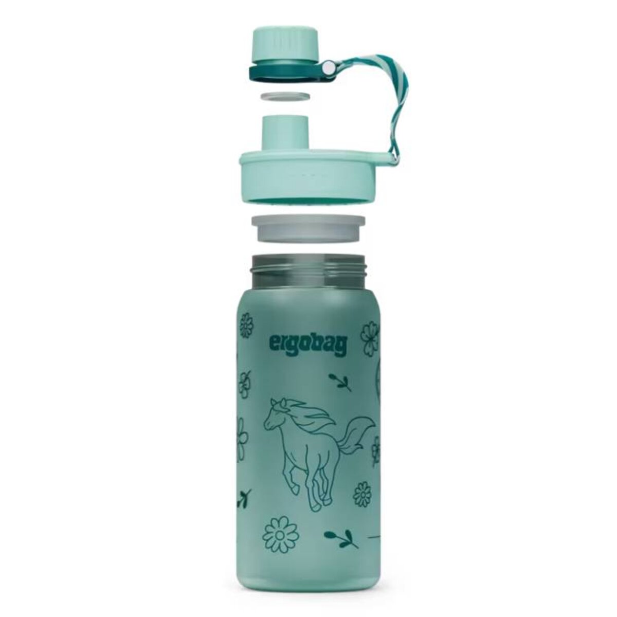 ergobag Trinkflasche Pferde türkis 0,55 Liter Kunststoff 7.2 x 20.5 x 7.2 cm