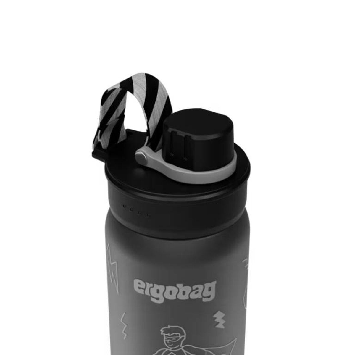ergobag Trinkflasche Superheld schwarz 0,55 Liter Kunststoff 7.2 x 20.5 x 7.2 cm