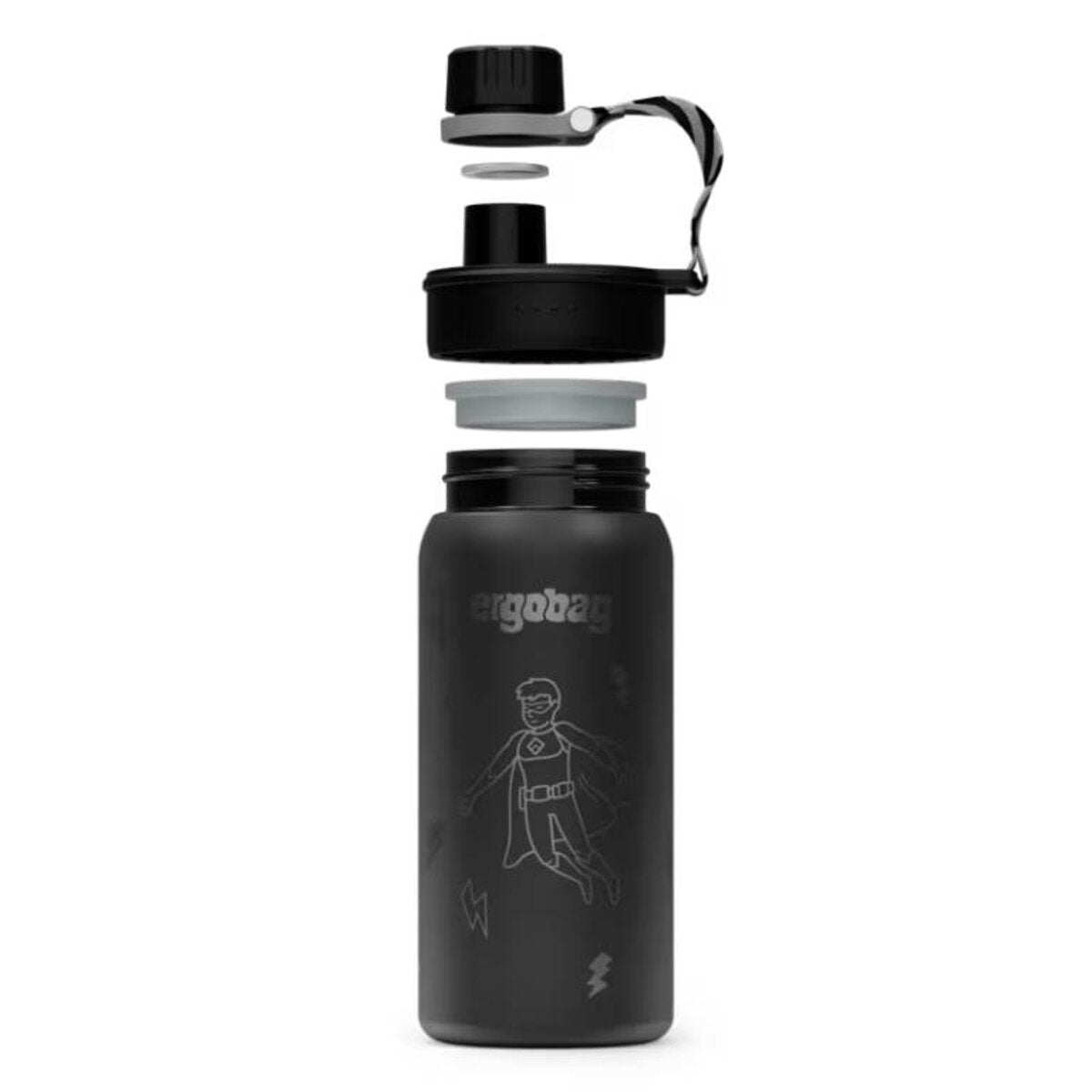 ergobag Trinkflasche Superheld schwarz 0,55 Liter Kunststoff 7.2 x 20.5 x 7.2 cm