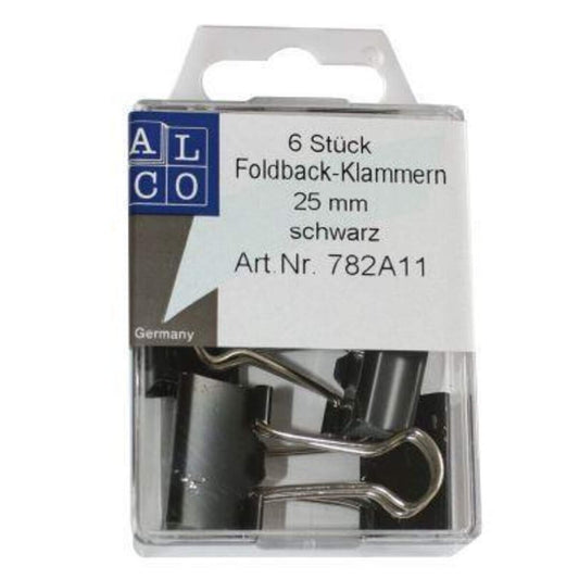 Foldback-Klammern 25mm 6 Stück, schwarz
