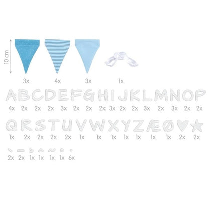 goki Buchstabenwimpelkette blau, mit 10 Wimpeln