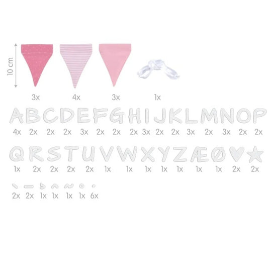 goki Buchstabenwimpelkette rosa, mit 10 Wimpeln
