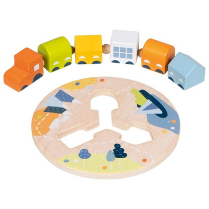 goki Fädelzug, Lokomotive mit 5 Waggons mit verschiedenen Formen