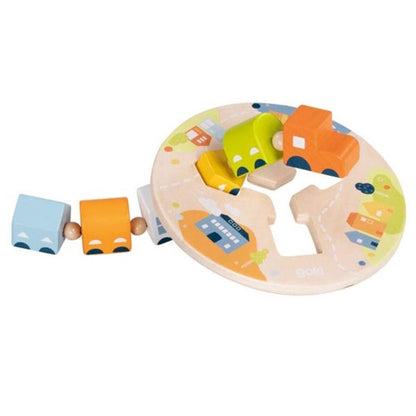 goki Fädelzug, Lokomotive mit 5 Waggons mit verschiedenen Formen