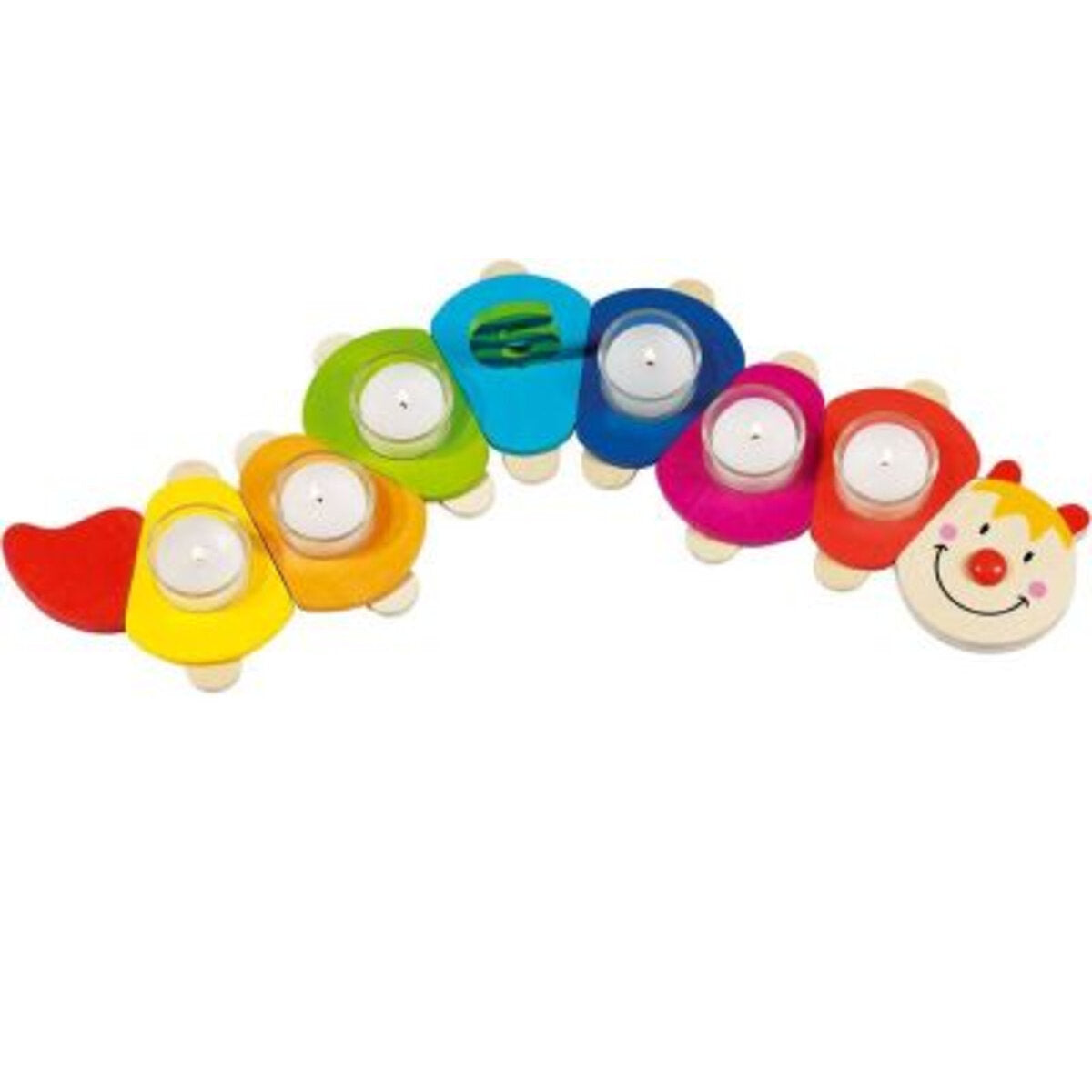 goki Geburtstagsraupe Camila mit 6 Glasteelichthaltern