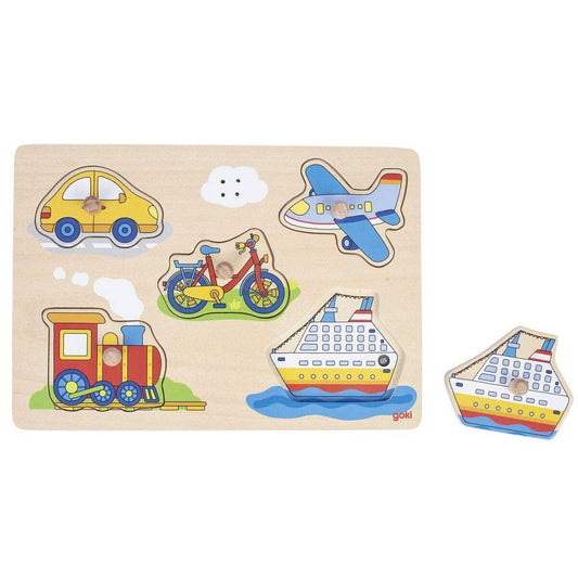 goki Puzzle Verkehrsmittel mit Fahrzeugsounds, 5 Teile