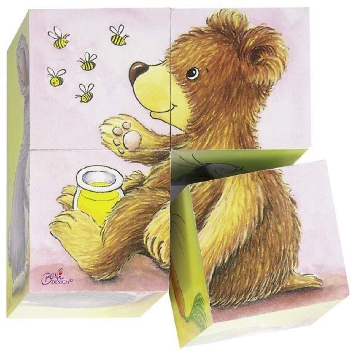 goki Würfelpuzzle Tierkinder, 4 Teile