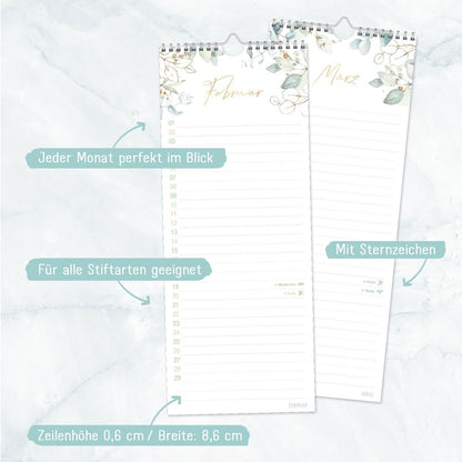 Häfft Verlag Geburtstagsplaner Kompakt [Blattgold]  Wandkalender immerwährend, 12 Monate