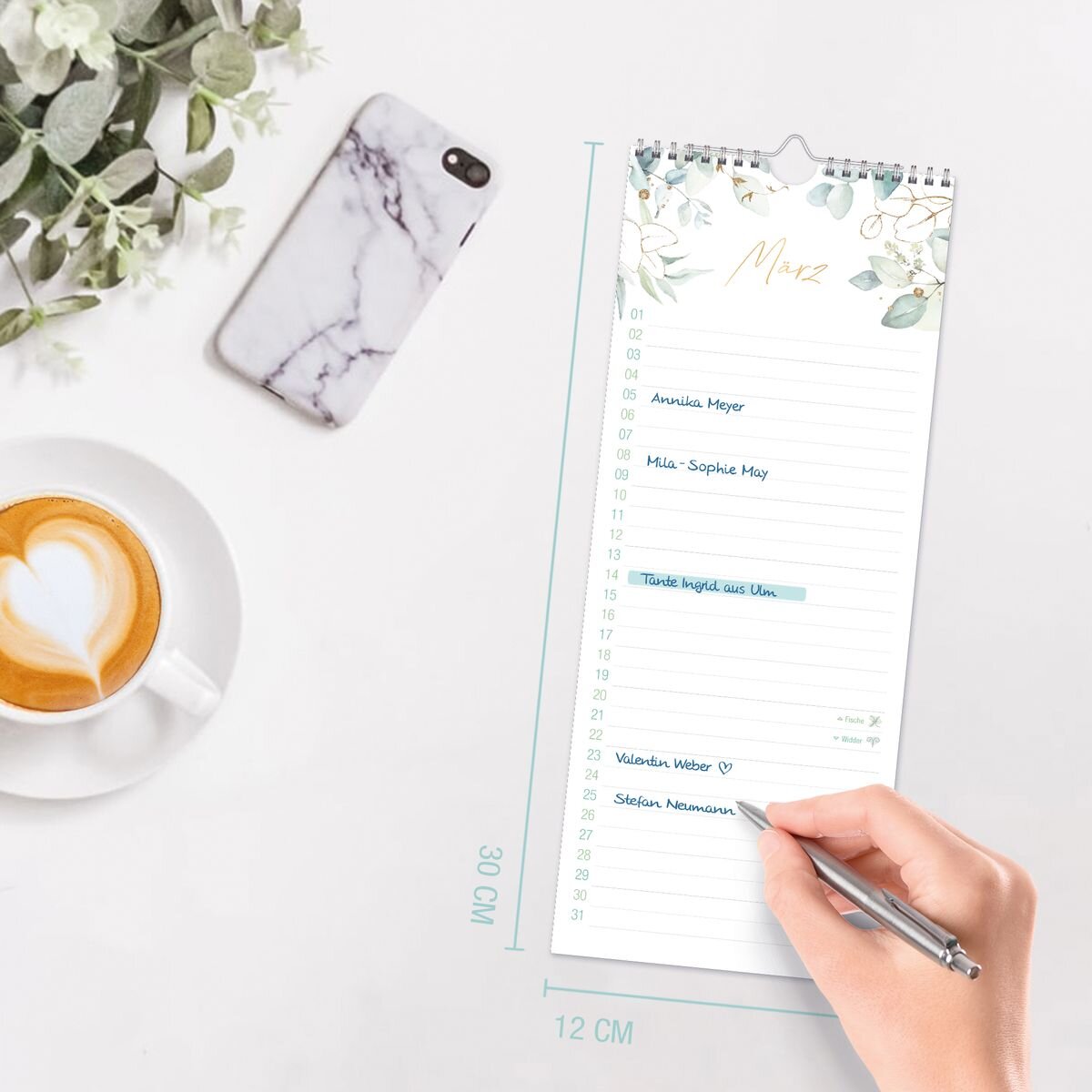 Häfft Verlag Geburtstagsplaner Kompakt [Blattgold]  Wandkalender immerwährend, 12 Monate