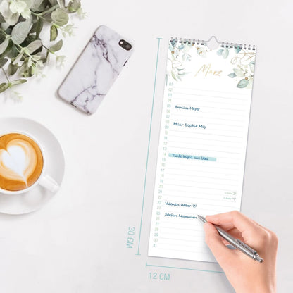 Häfft Verlag Geburtstagsplaner Kompakt [Blattgold]  Wandkalender immerwährend, 12 Monate