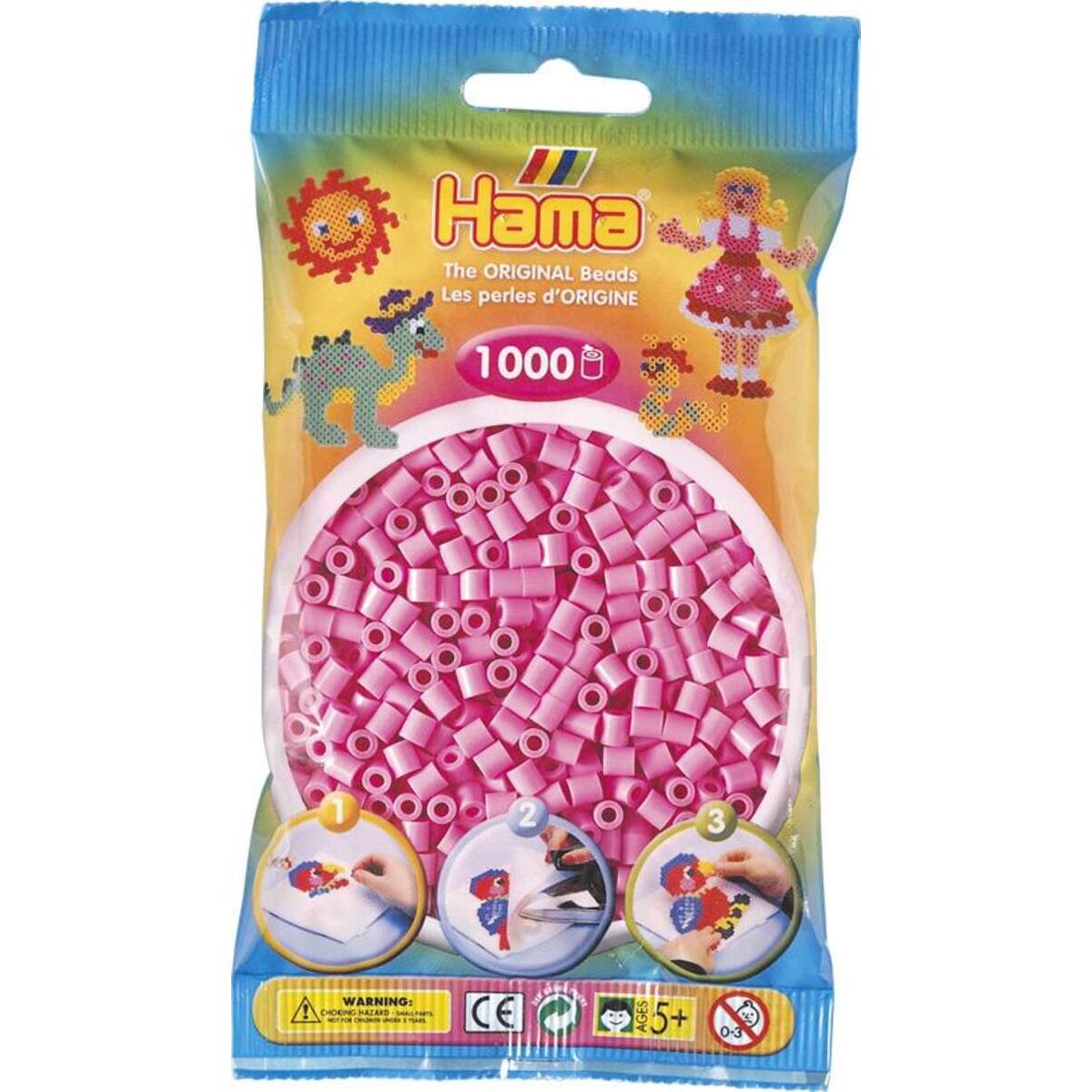 Hama Bügelperlen Midi Pastellpink, 1000 Stück