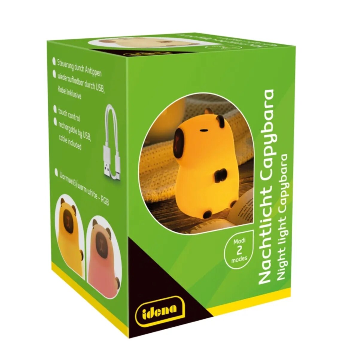 Idena LED Nachtlicht - Capy Bara mit Fernbedienung, weiß