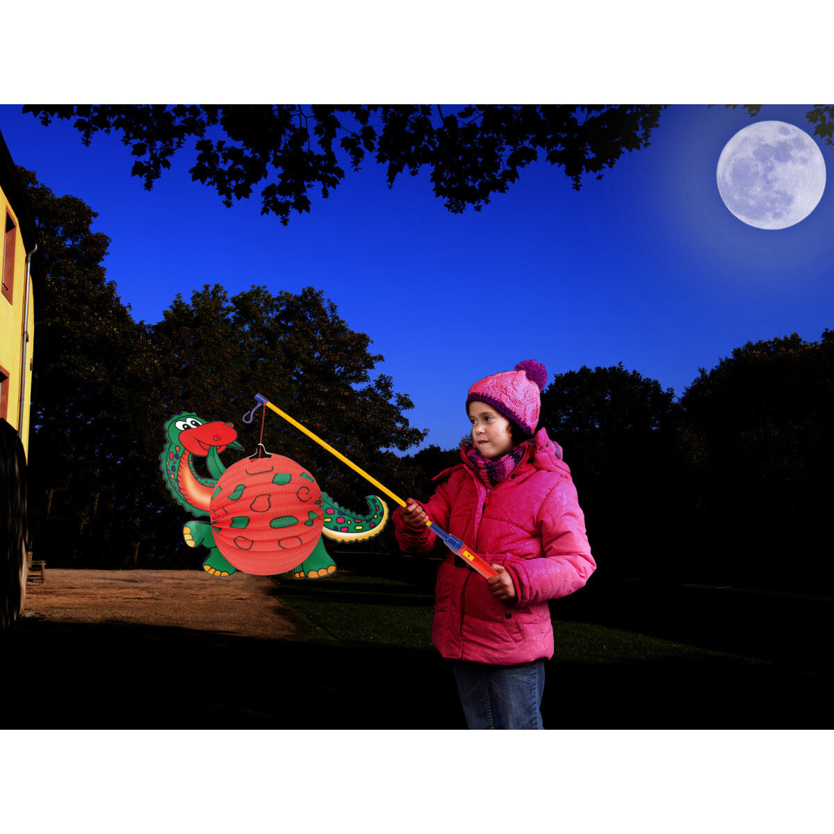 Idena Papier Laterne Dino für Kerze oder Teelicht 44 x 35 cm