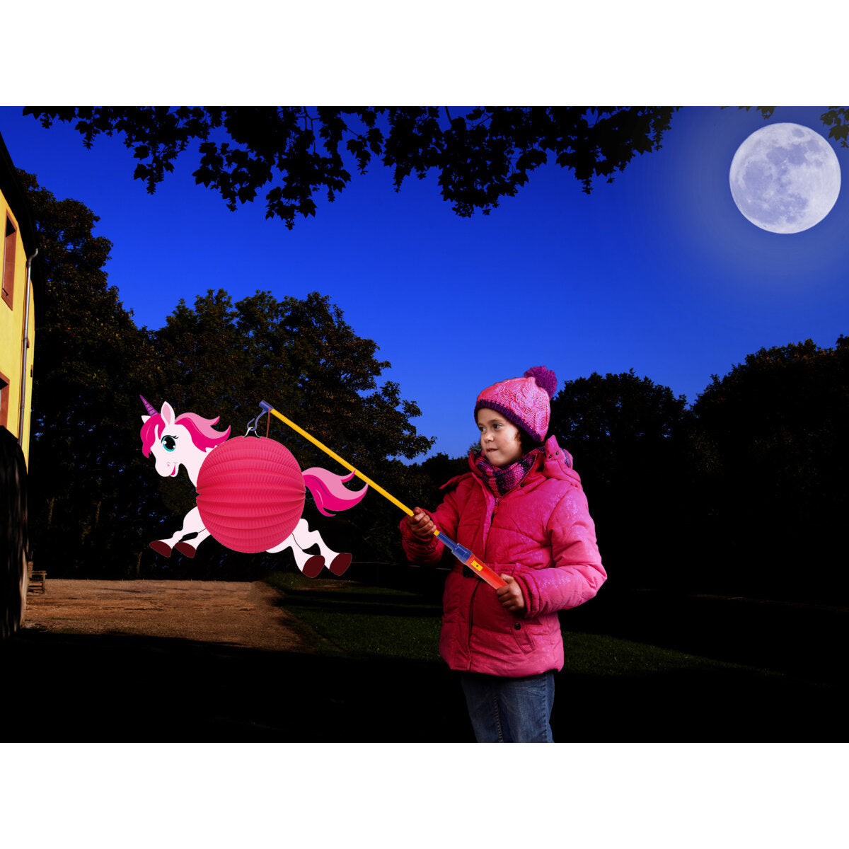 Idena Papier Laterne Einhorn für Kerze oder Teelicht 44 x 35 cm