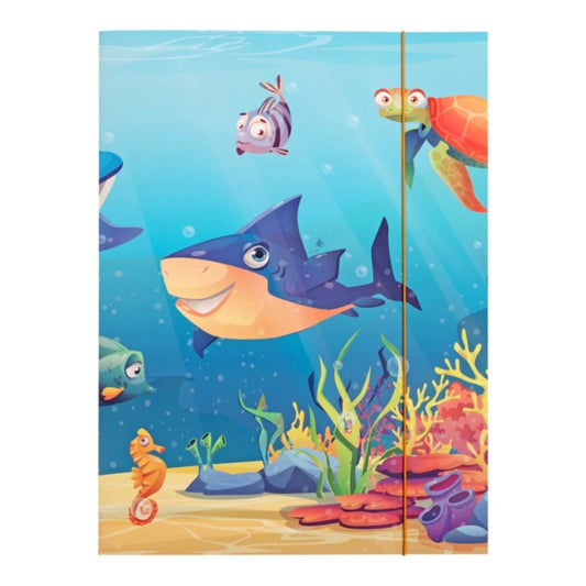 Idena Sammelmappe Meerestiere mit Gummizug 400g/m² DIN A3