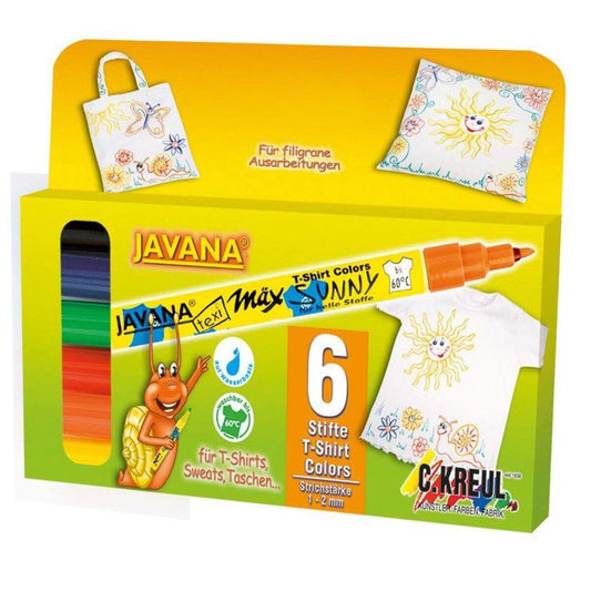 KREUL Javana texi mäx Sunny fine für helle Stoffe 6er Set