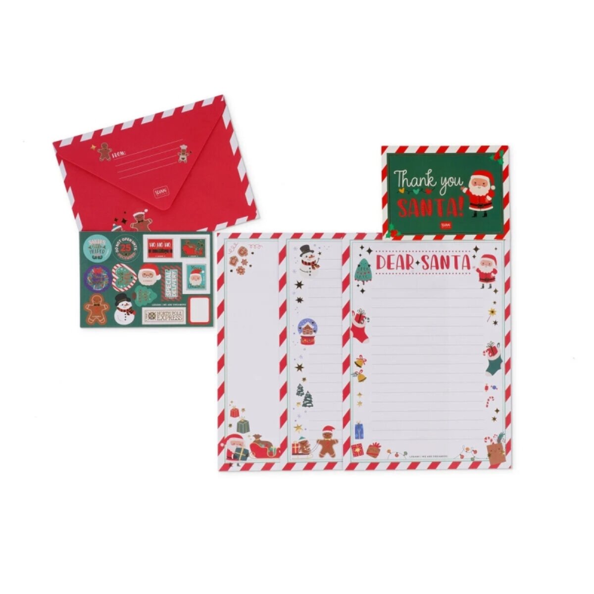 Legami Set Briefe Postkarte an den Weihnachtsmann Dear Santa