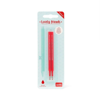 Legami Set mit 2 Ersatzpatronen für Gelstift - Lovely Friends Rot