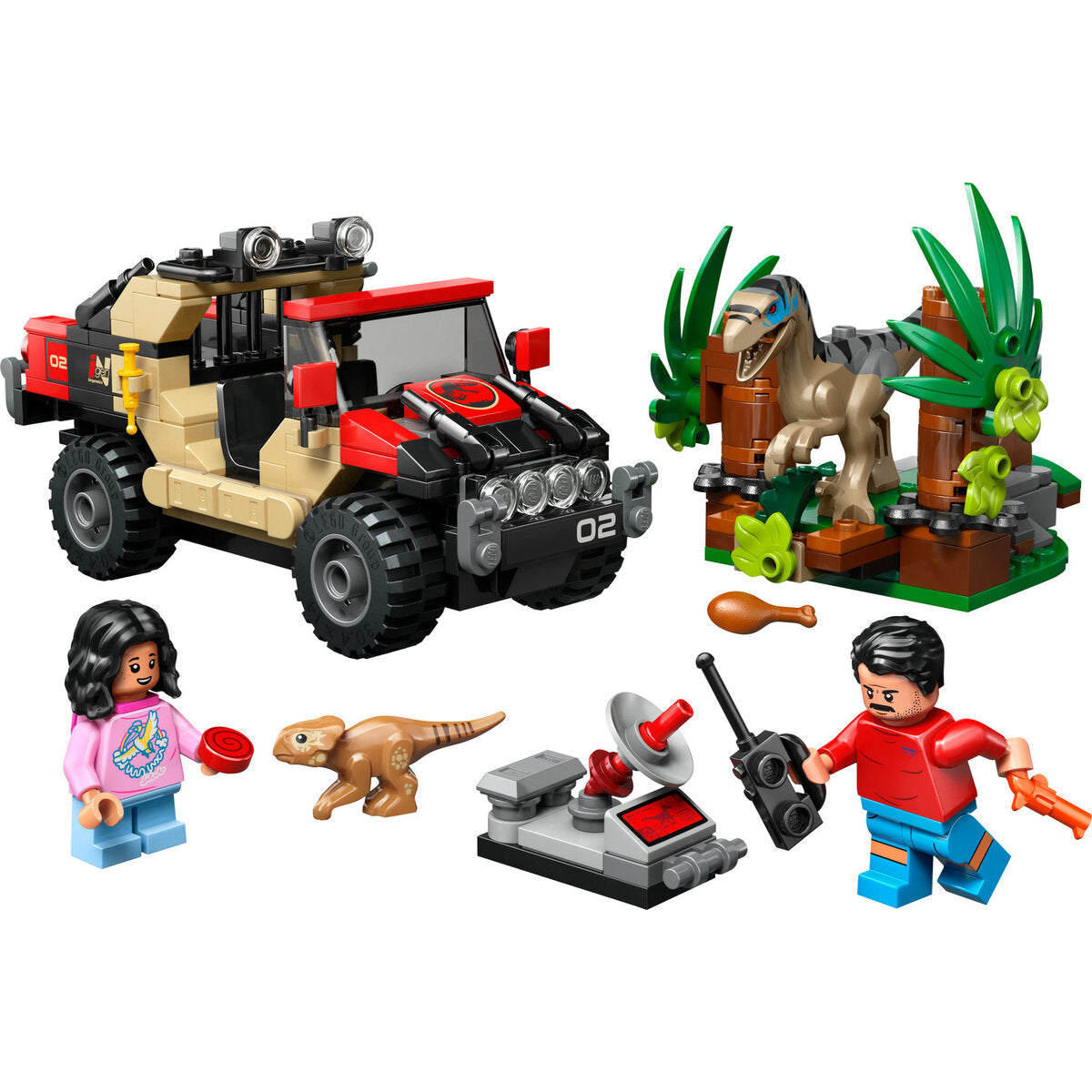 LEGO® Jurassic World™ 76972 Raptor: Verfolgungsjagd mit dem Geländewagen