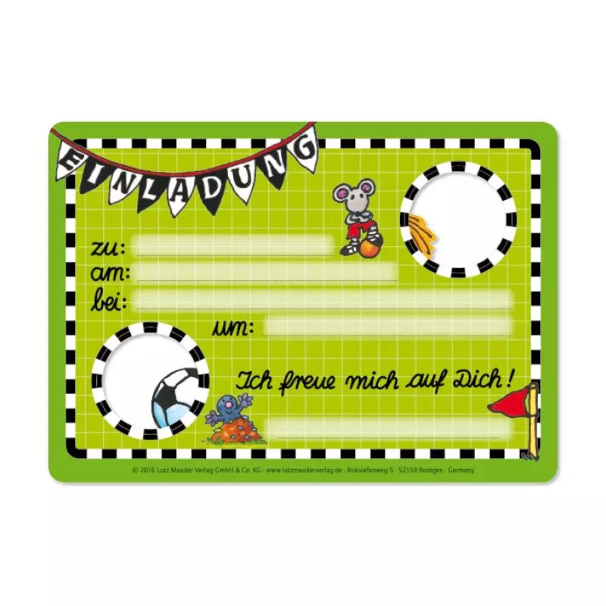 Lutz Mauder Stanzkarte Einladungs-Set Fußballer Fritz Flanke