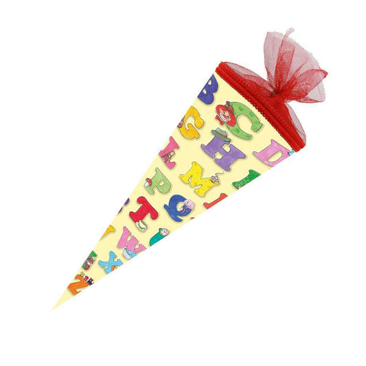 Nestler Schultüte ABC Alphabet, 22 cm rund, Tüll