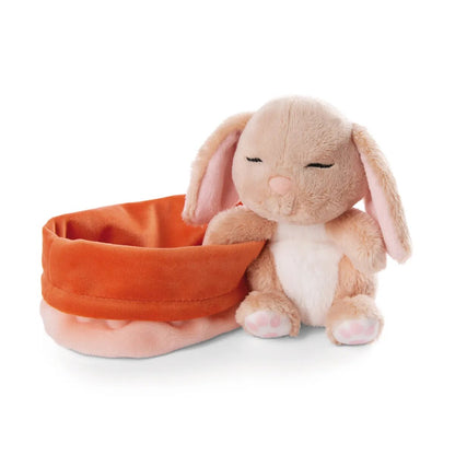 NICI Kuscheltier Hase karamell 12cm schlafend im Körbchen