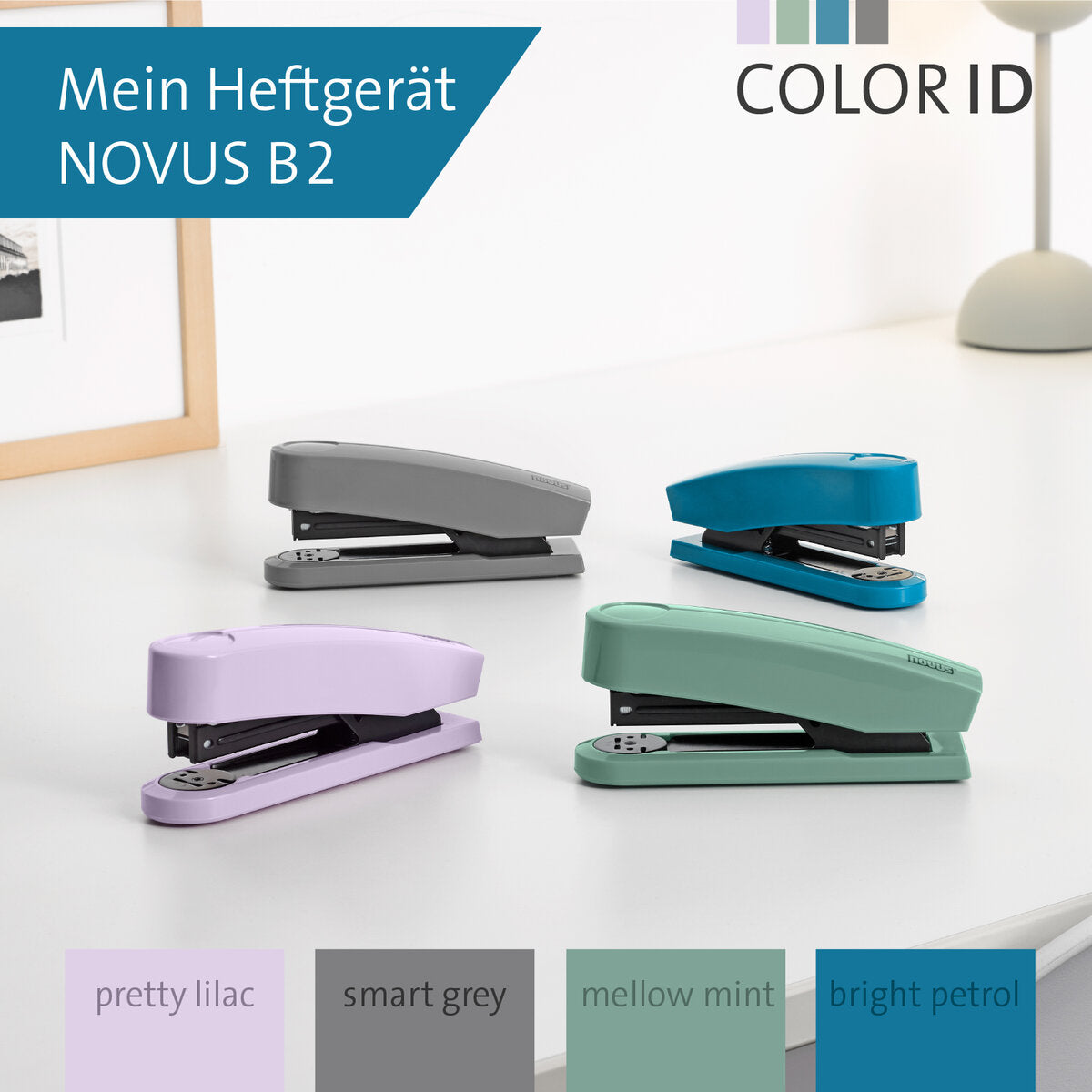 Novus B 2 COLOR ID 2.0 Heftgerät bright petrol Heftleistung: 25 Bl. (80 g/m²)