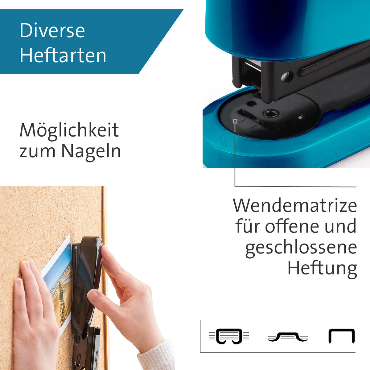 Novus B 2 COLOR ID 2.0 Heftgerät bright petrol Heftleistung: 25 Bl. (80 g/m²)