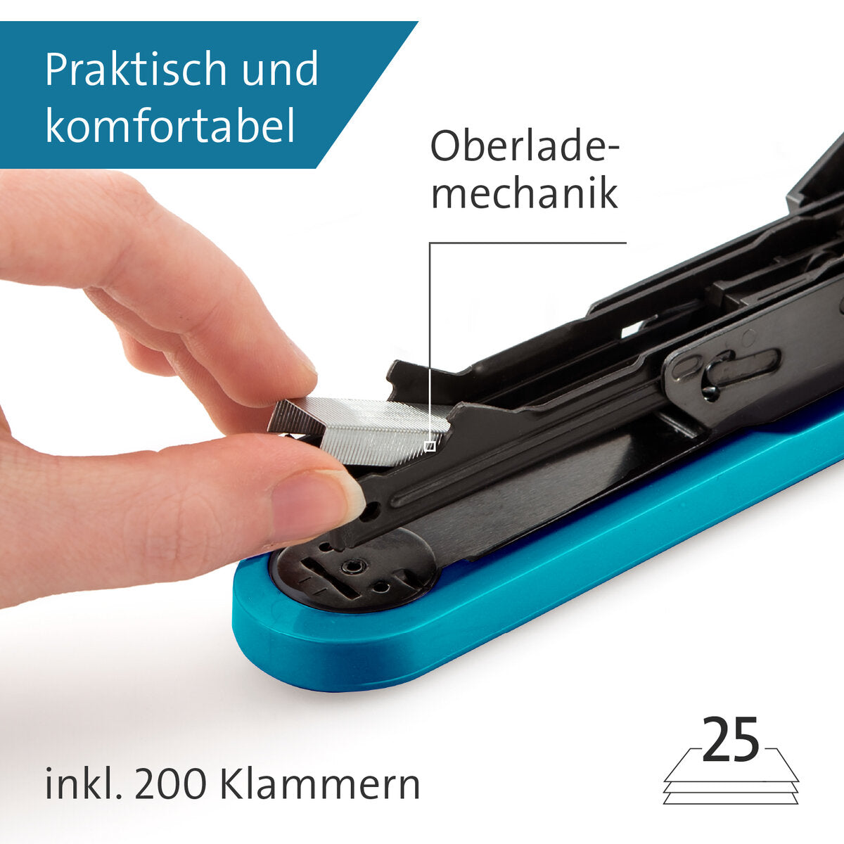 Novus B 2 COLOR ID 2.0 Heftgerät bright petrol Heftleistung: 25 Bl. (80 g/m²)