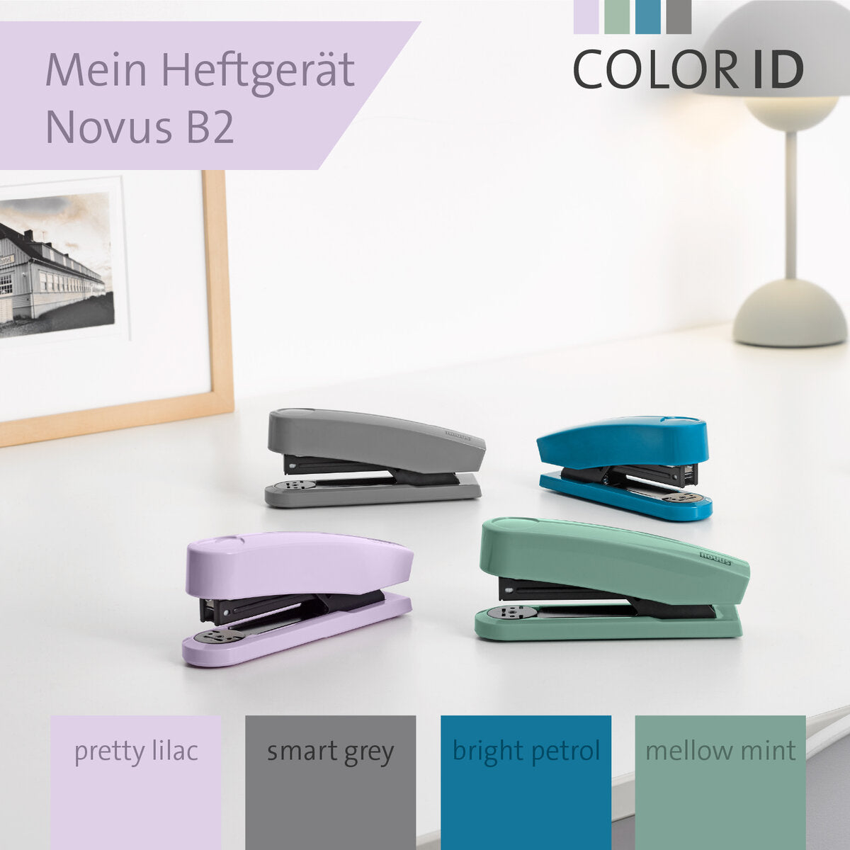 Novus B 2 COLOR ID 2.0 Heftgerät pretty lilac Heftleistung: 25 Bl. (80 g/m²)