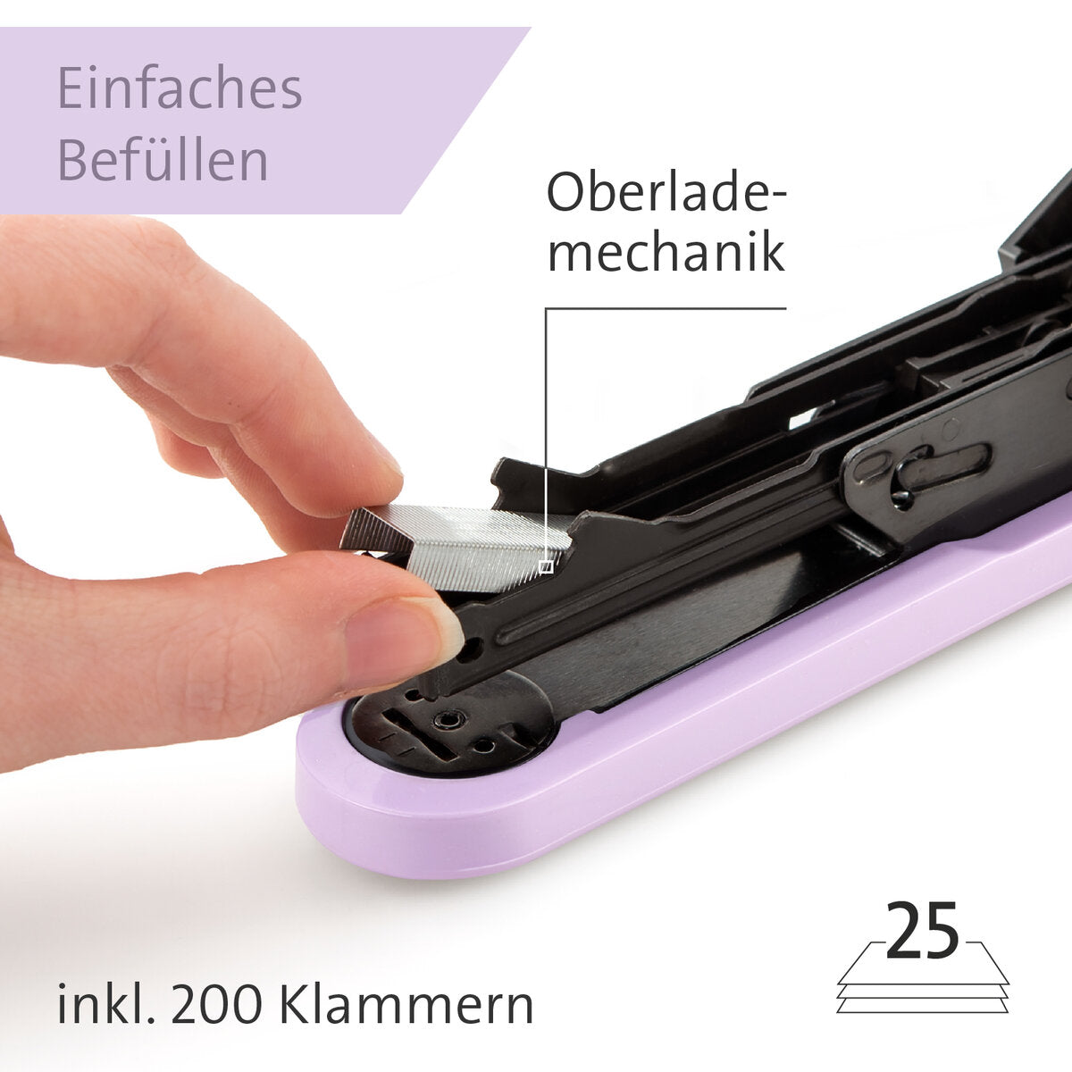 Novus B 2 COLOR ID 2.0 Heftgerät pretty lilac Heftleistung: 25 Bl. (80 g/m²)