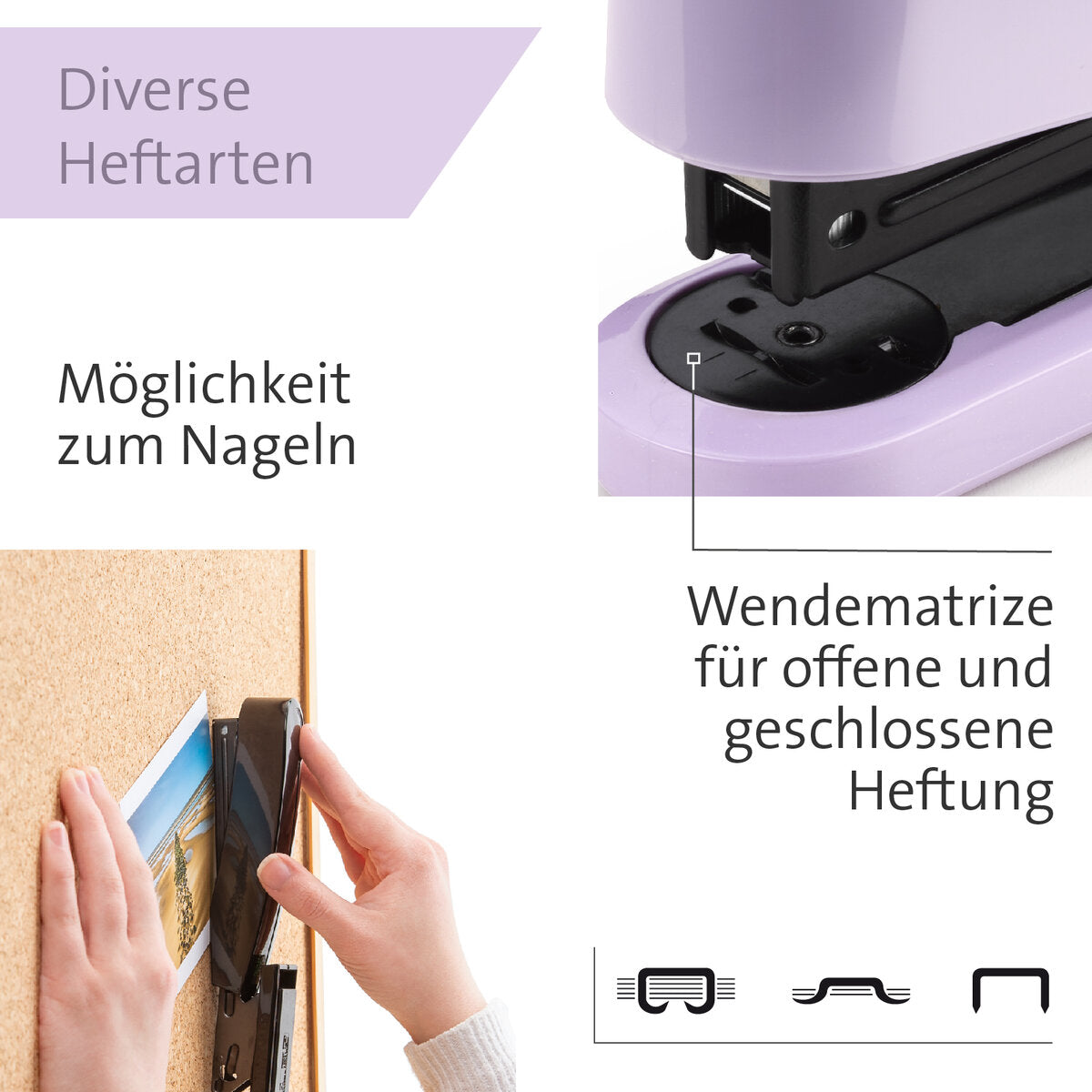 Novus B 2 COLOR ID 2.0 Heftgerät pretty lilac Heftleistung: 25 Bl. (80 g/m²)
