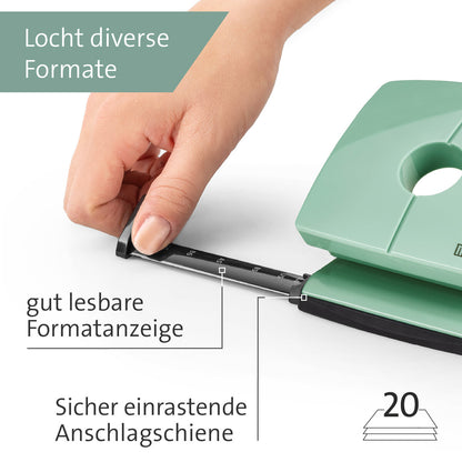 Novus B 220 COLOR ID 2.0 Bürolocher mellow mint 20 Bl. (80 g/m²)